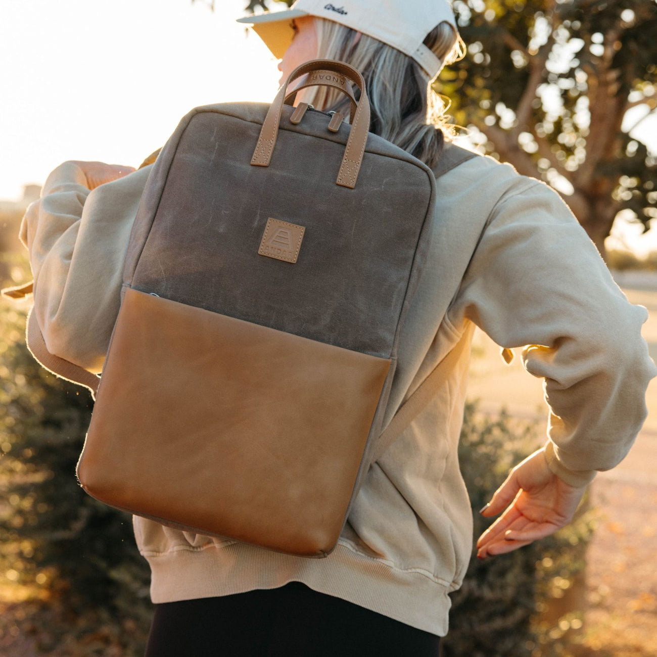 canvas backpack with leather bottom The Dakota – Andar