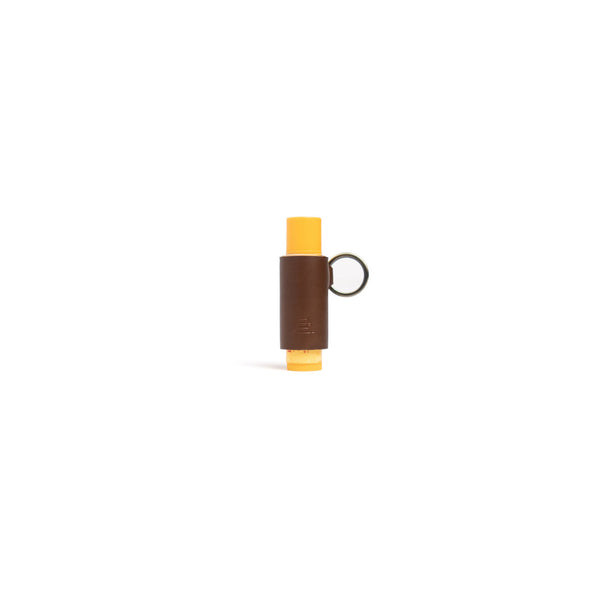 The Chapstick Holder in Timber | Brass, front view