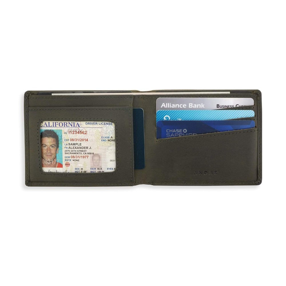 Andar The Poppy Wallet, Desert Sage, Leather, RFID Protected