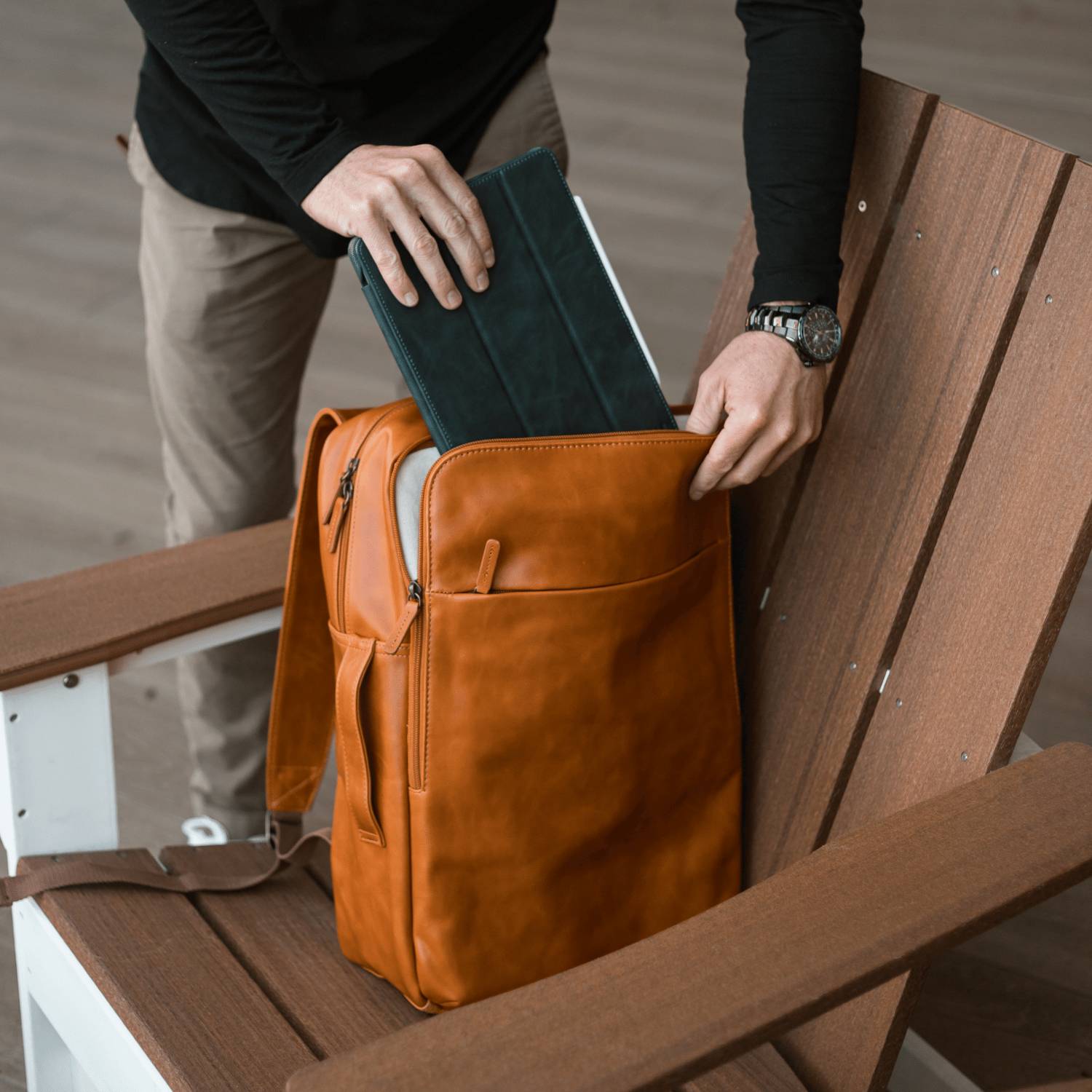 Backpack Business Bags Mens Leather Laptop Backpack The Manhattan